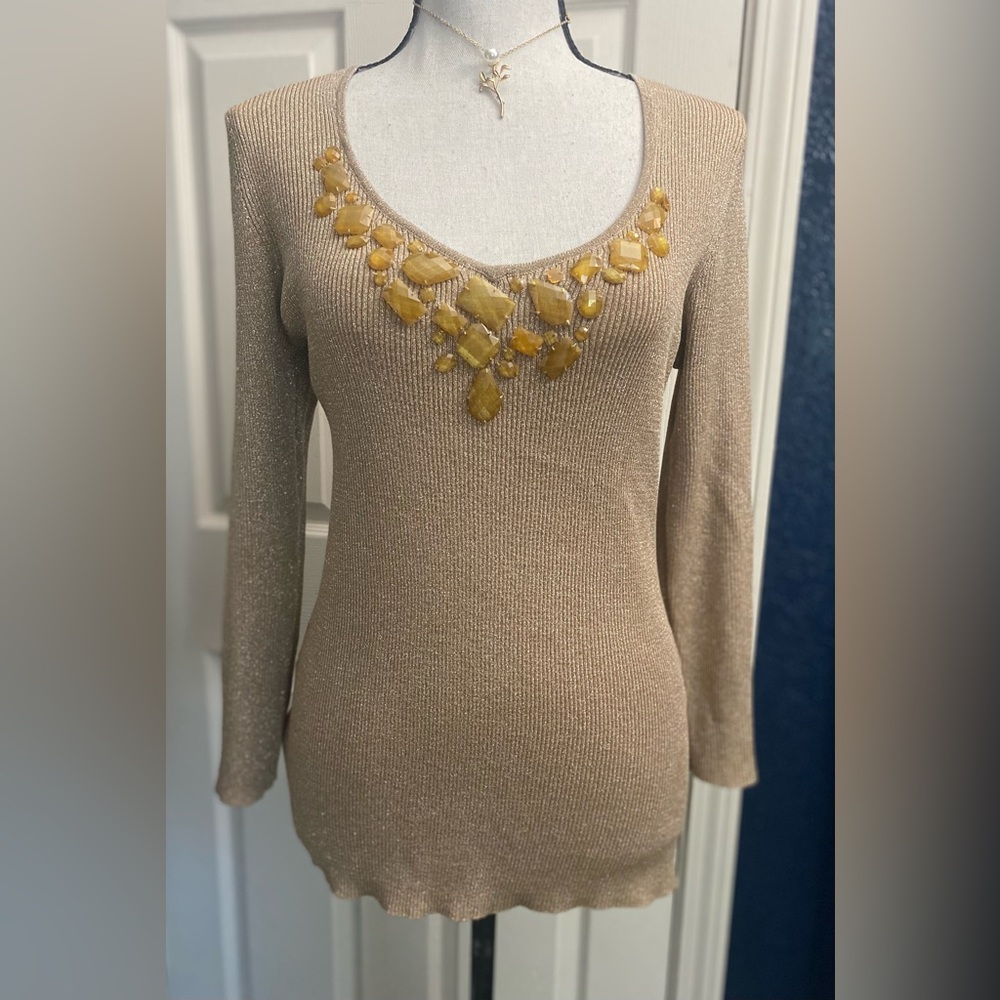 August Silk Ribbed Knit blouse